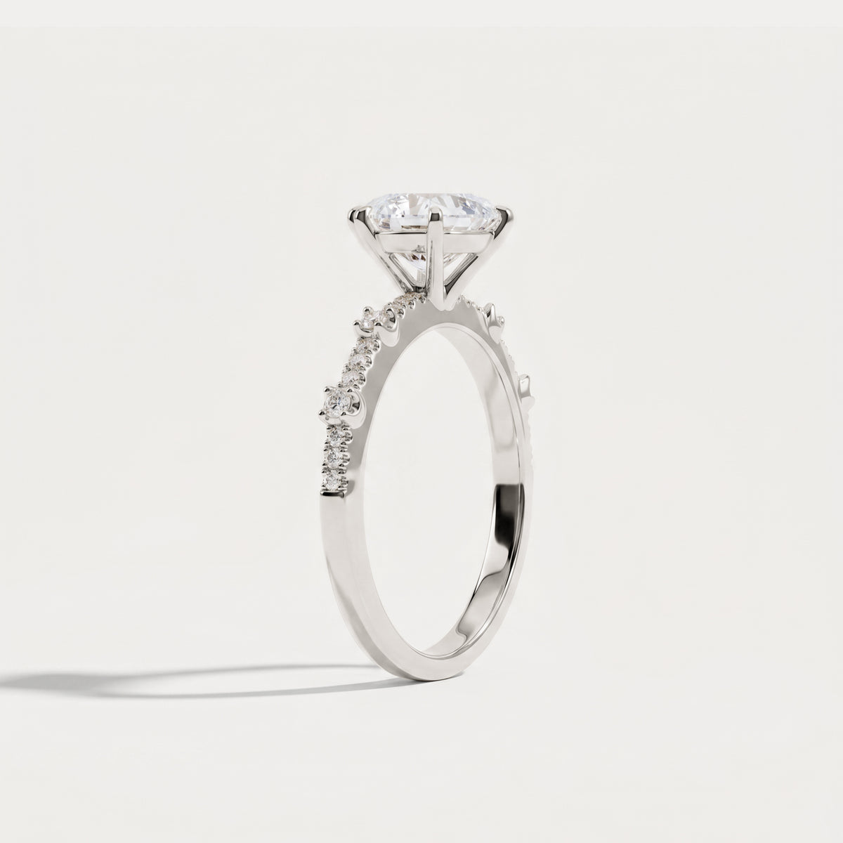 Hannah | Oval Lab Diamond Scalloped Pavé Engagement Ring - Rings