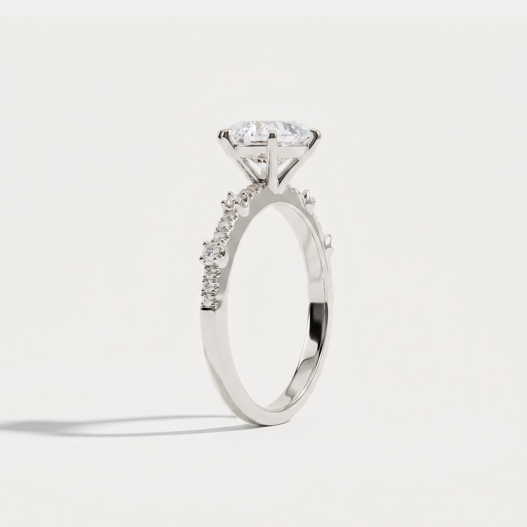 Hannah | Oval Lab Diamond Scalloped Pavé Engagement Ring - Rings