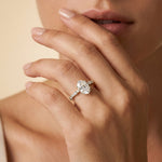 Hannah | Oval Lab Diamond Scalloped Pavé Engagement Ring - Rings