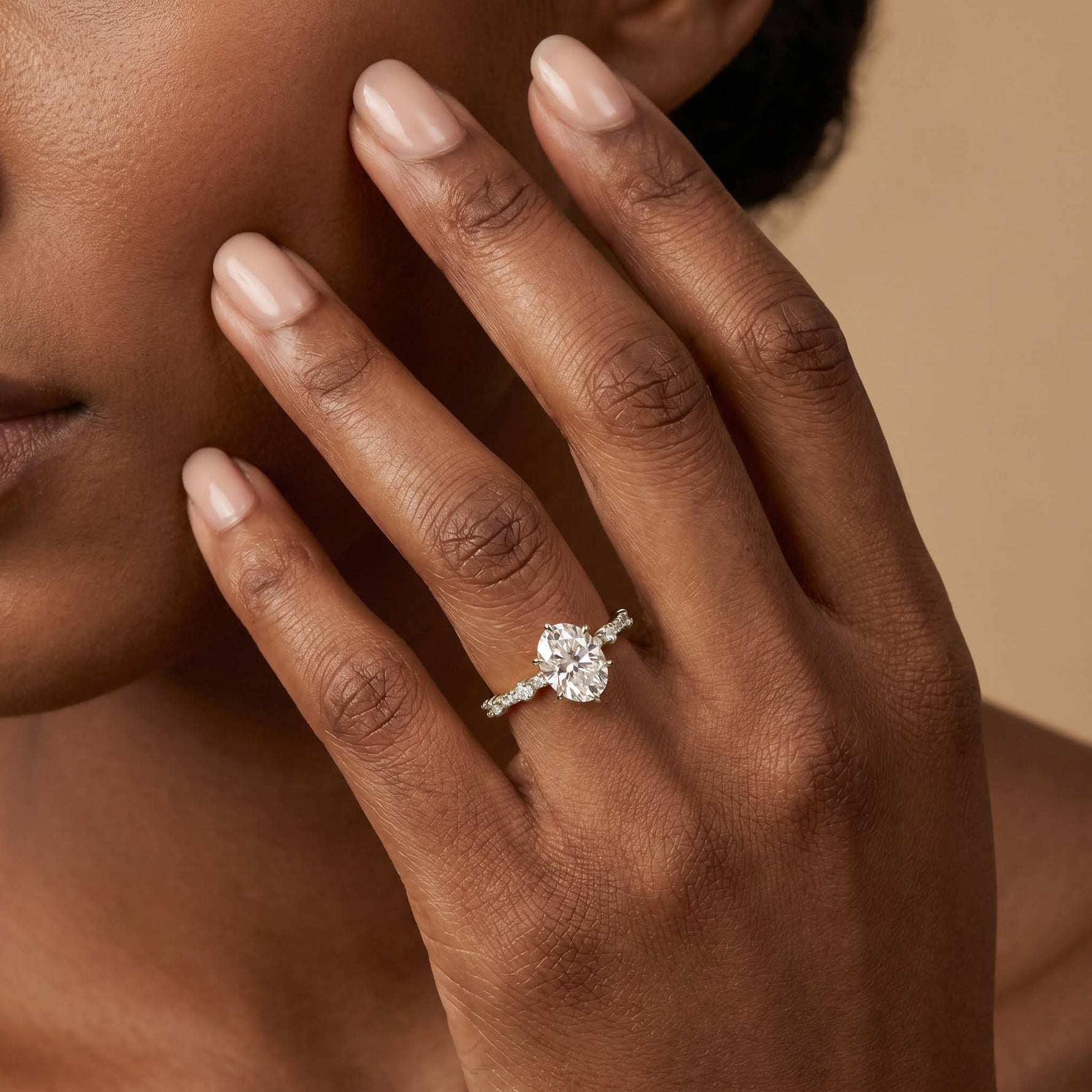 Hannah | Oval Lab Diamond Scalloped Pavé Engagement Ring - Rings