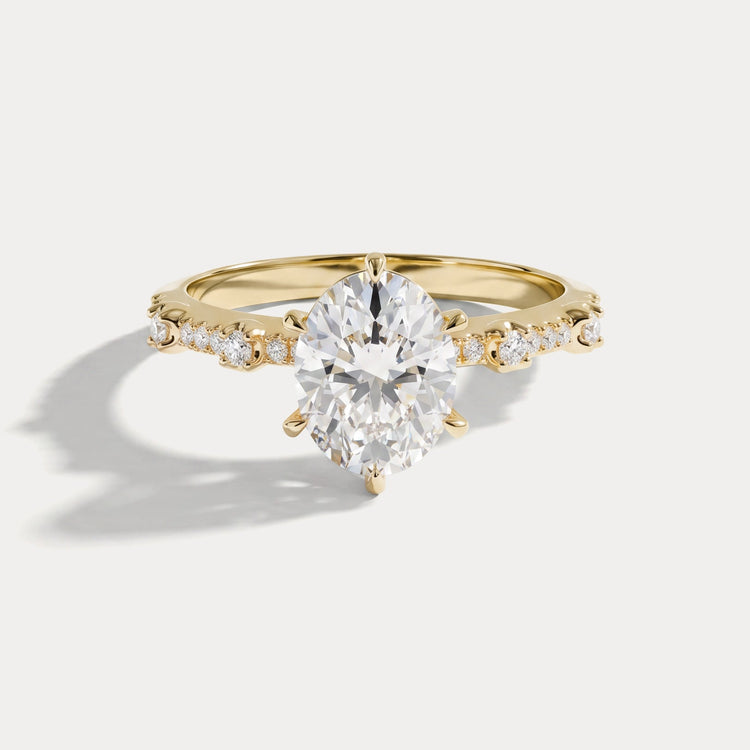 Hannah | Oval Lab Diamond Scalloped Pavé Engagement Ring - Rings