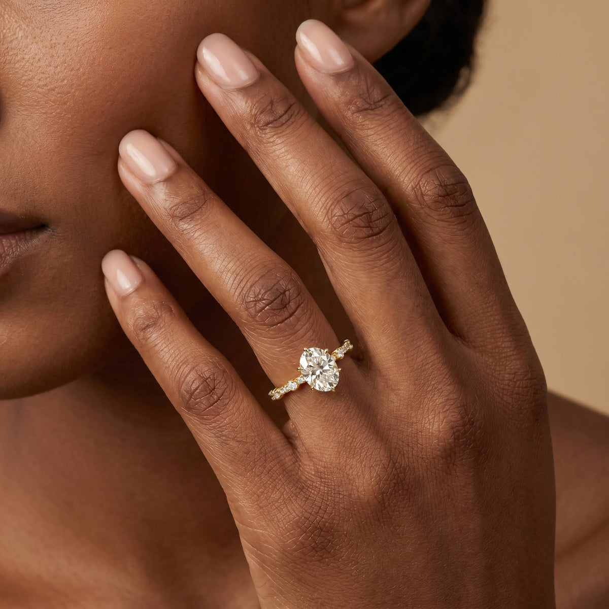 Hannah | Oval Lab Diamond Scalloped Pavé Engagement Ring - Rings