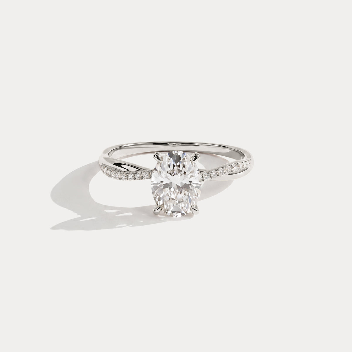 Amara丨1CT Oval Cut Lab Diamond Twisted Engagement Ring In Solid Gold/Platinum - Rings