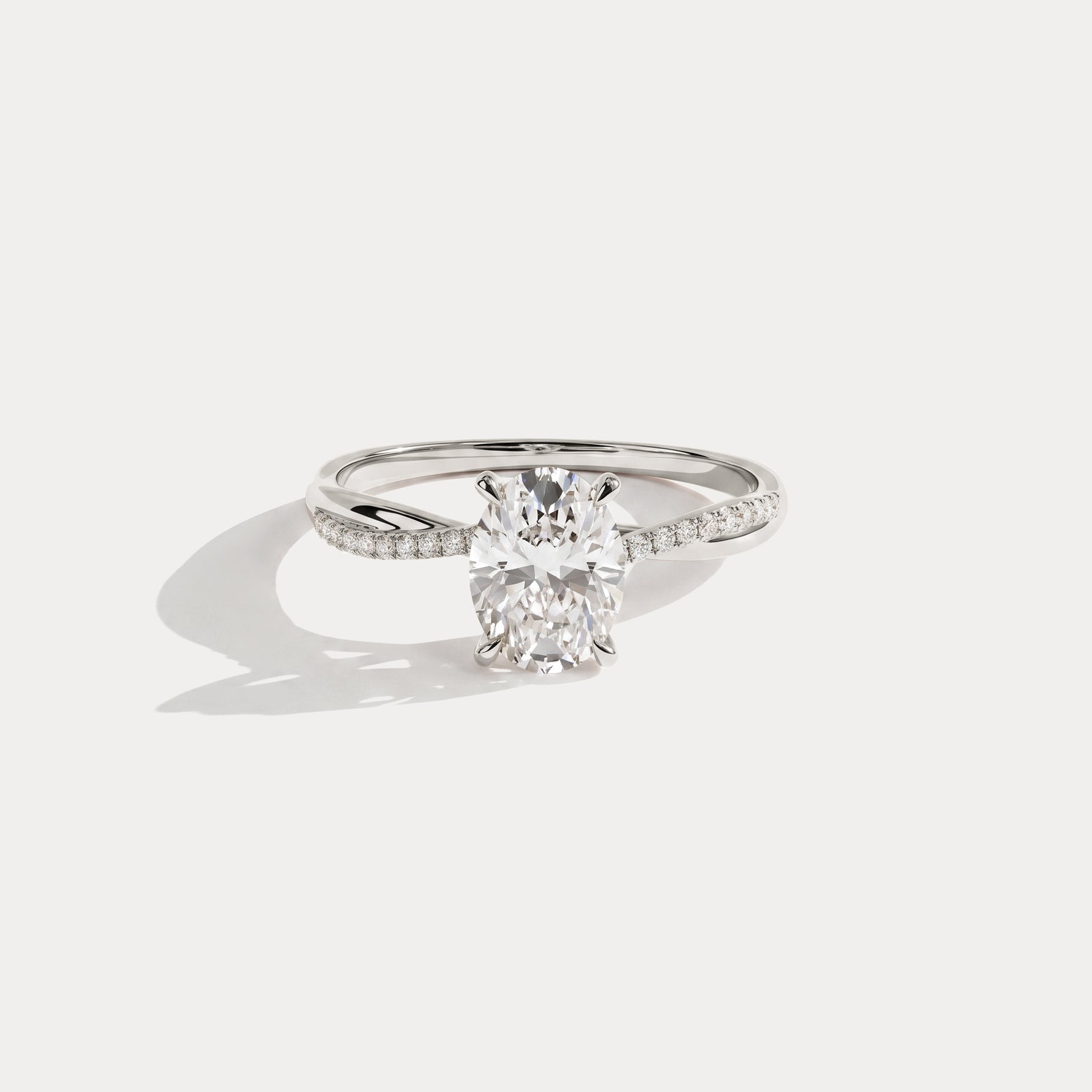 Amara丨1CT Oval Cut Lab Diamond Twisted Engagement Ring In Solid Gold/Platinum - Rings