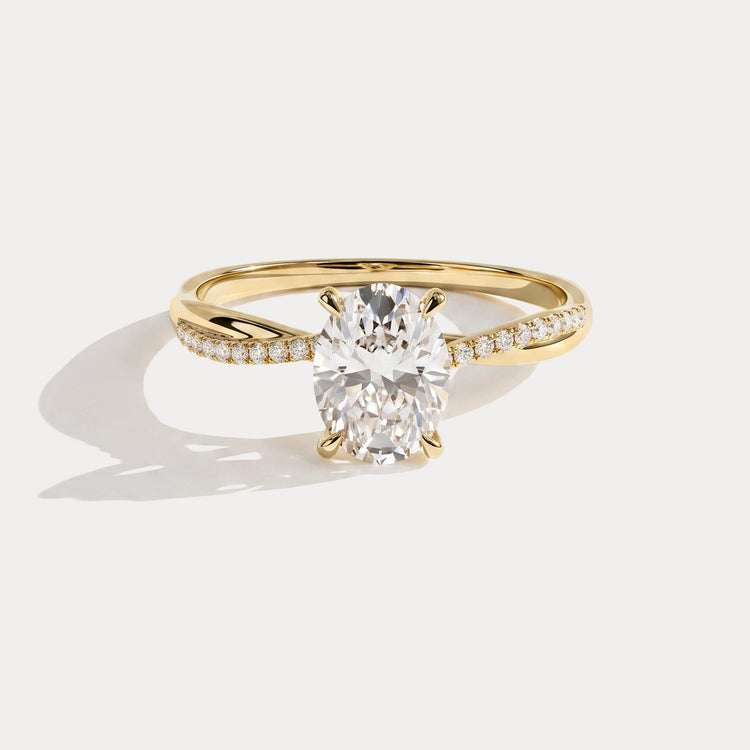 Amara丨1CT Oval Cut Lab Diamond Twisted Engagement Ring In Solid Gold/Platinum - Rings
