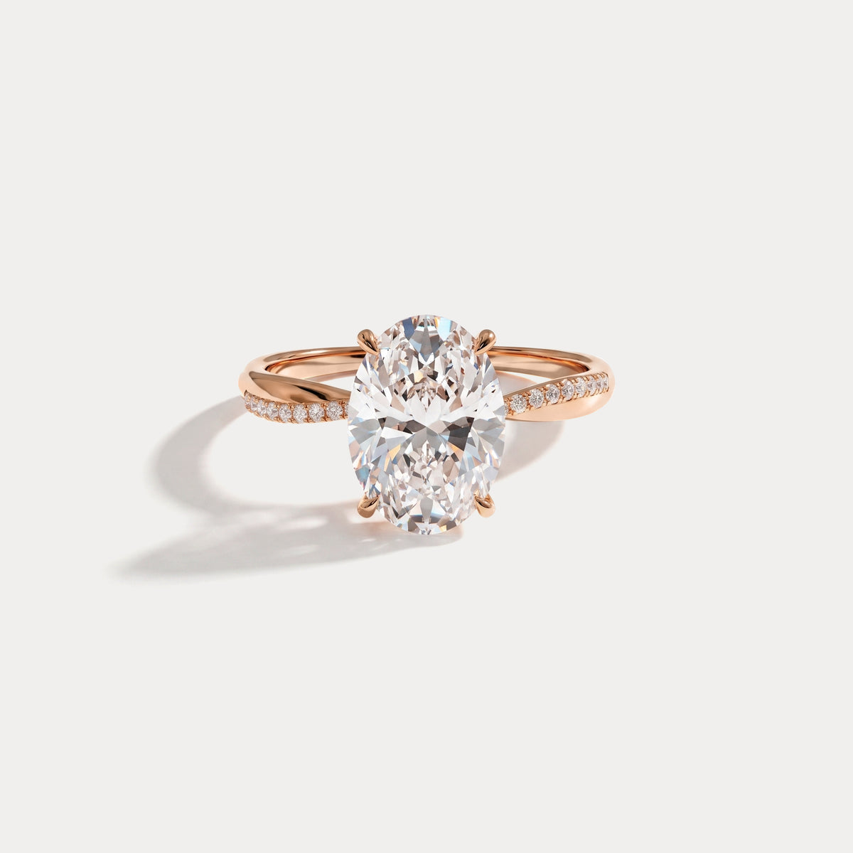 Amara丨2CT Oval Cut Lab Diamond Twisted Engagement Ring In Solid Gold/Platinum - Rings