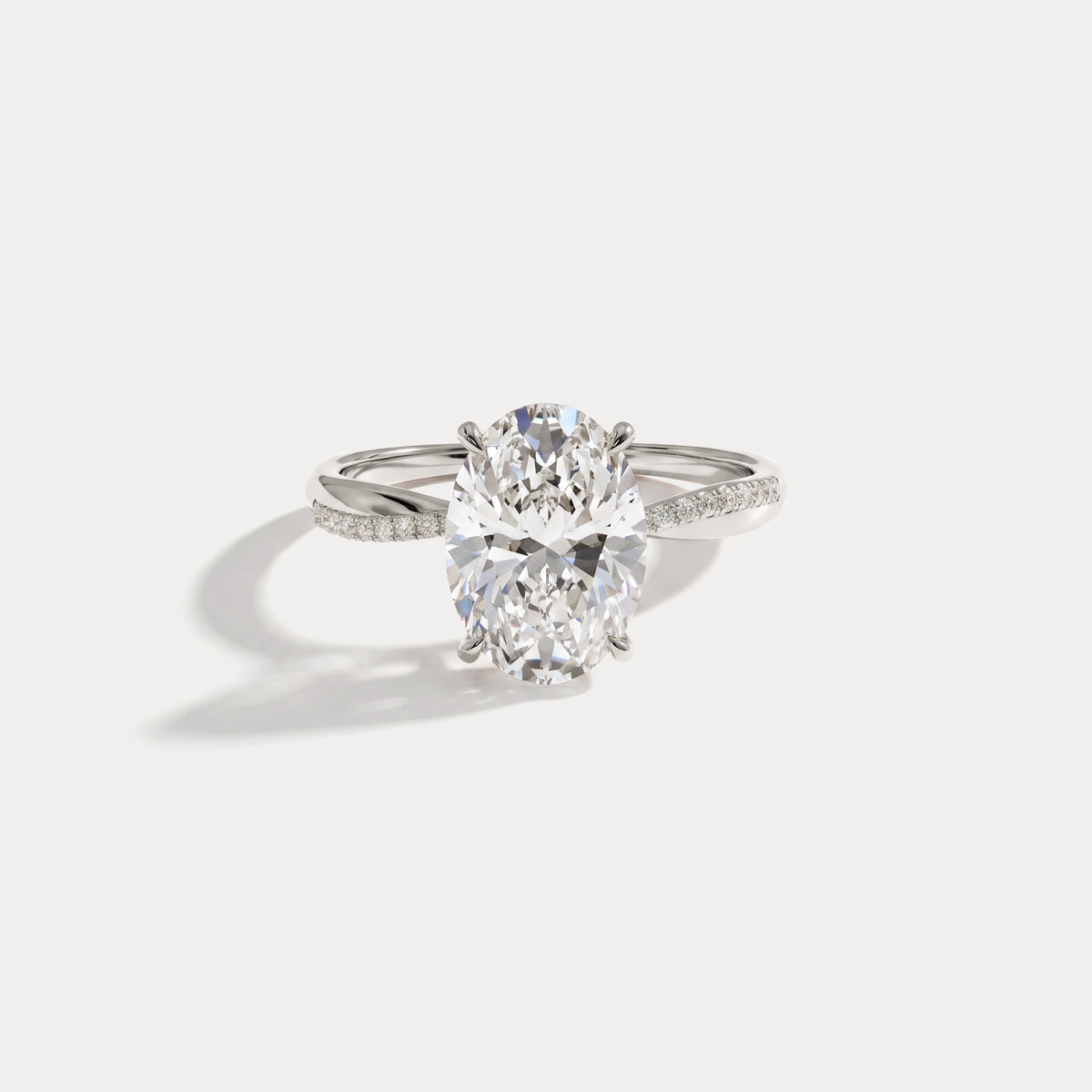 Amara丨2CT Oval Cut Lab Diamond Twisted Engagement Ring In Solid Gold/Platinum - Rings