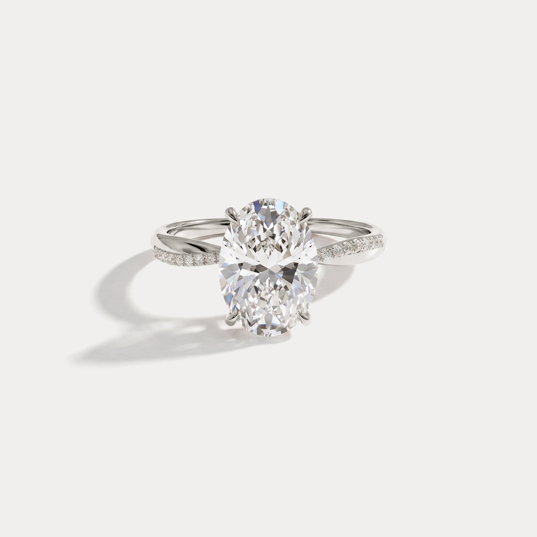 Amara丨2CT Oval Cut Lab Diamond Twisted Engagement Ring In Solid Gold/Platinum - Rings