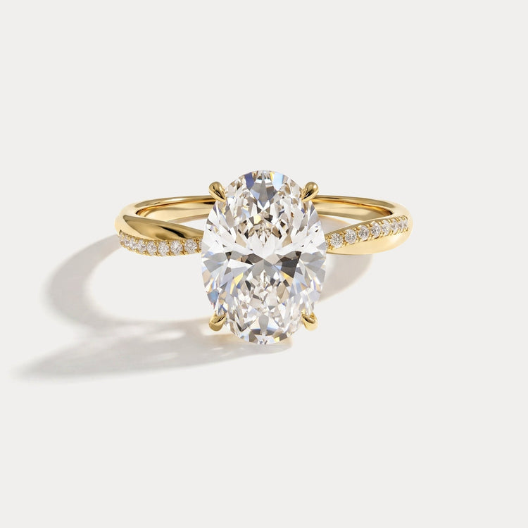 Amara丨2CT Oval Cut Lab Diamond Twisted Engagement Ring In Solid Gold/Platinum - Rings