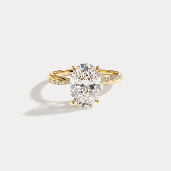 Amara丨2CT Oval Cut Lab Diamond Twisted Engagement Ring In Solid Gold/Platinum