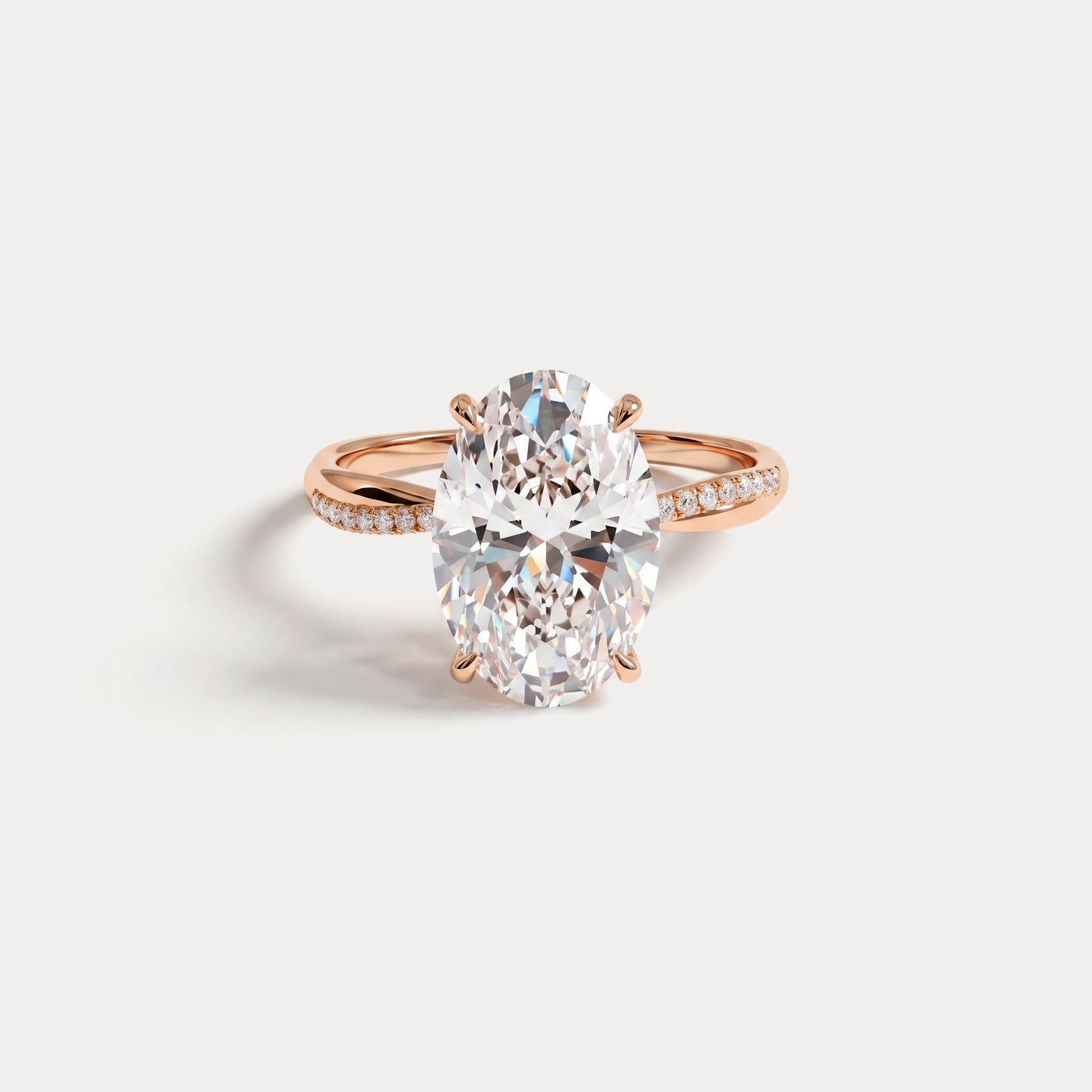 Amara丨3CT Oval Cut Lab Diamond Twisted Engagement Ring In Solid Gold/Platinum - Rings