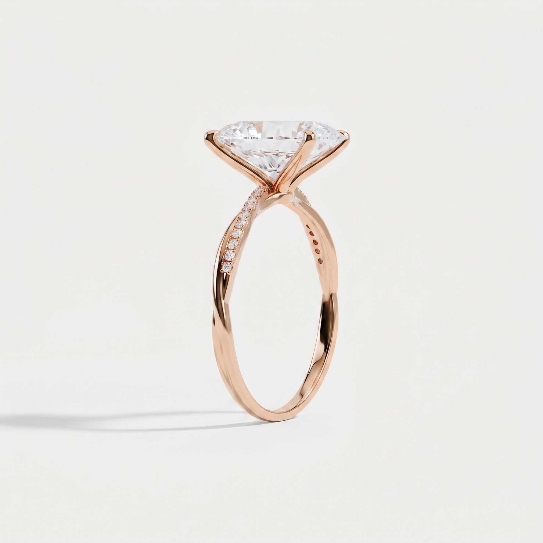 Amara丨3CT Oval Cut Lab Diamond Twisted Engagement Ring In Solid Gold/Platinum - Rings