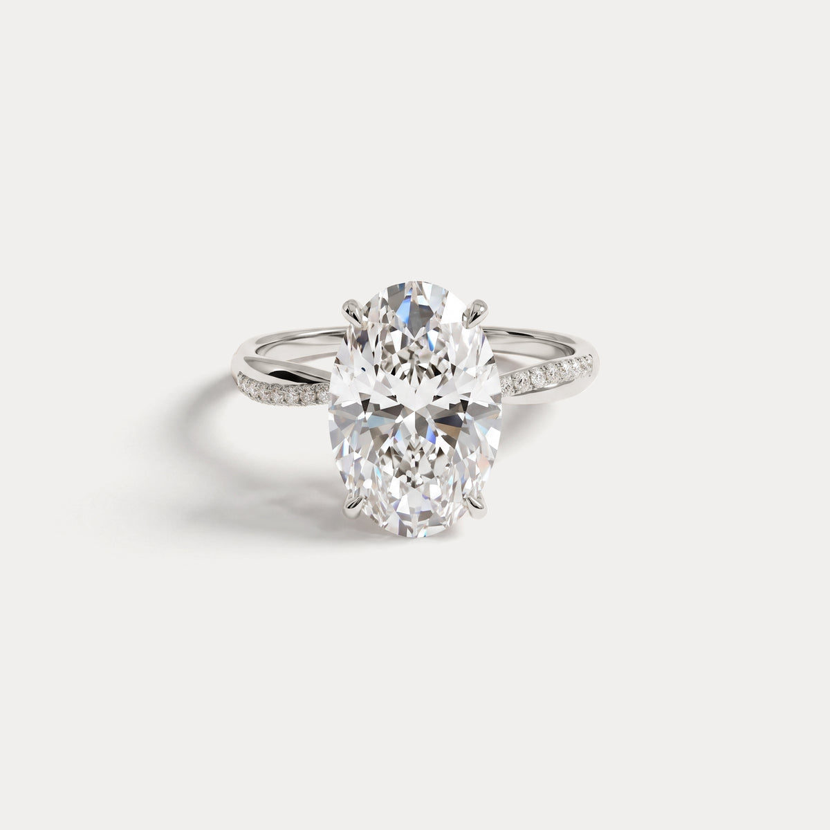 Amara丨3CT Oval Cut Lab Diamond Twisted Engagement Ring In Solid Gold/Platinum - Rings