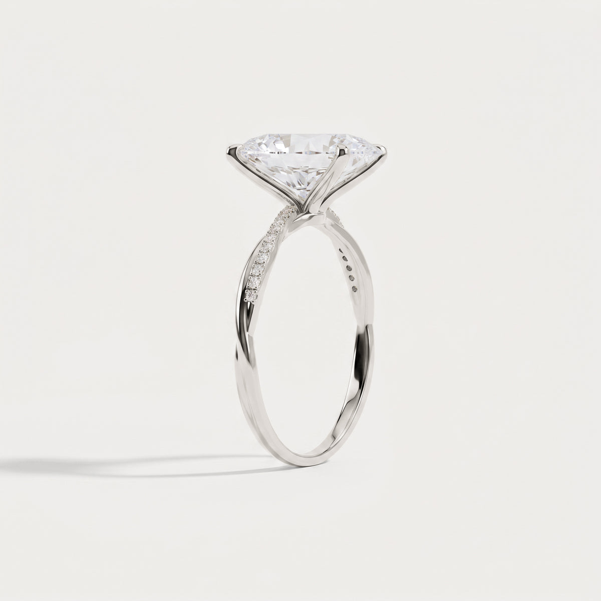Amara丨3CT Oval Cut Lab Diamond Twisted Engagement Ring In Solid Gold/Platinum - Rings