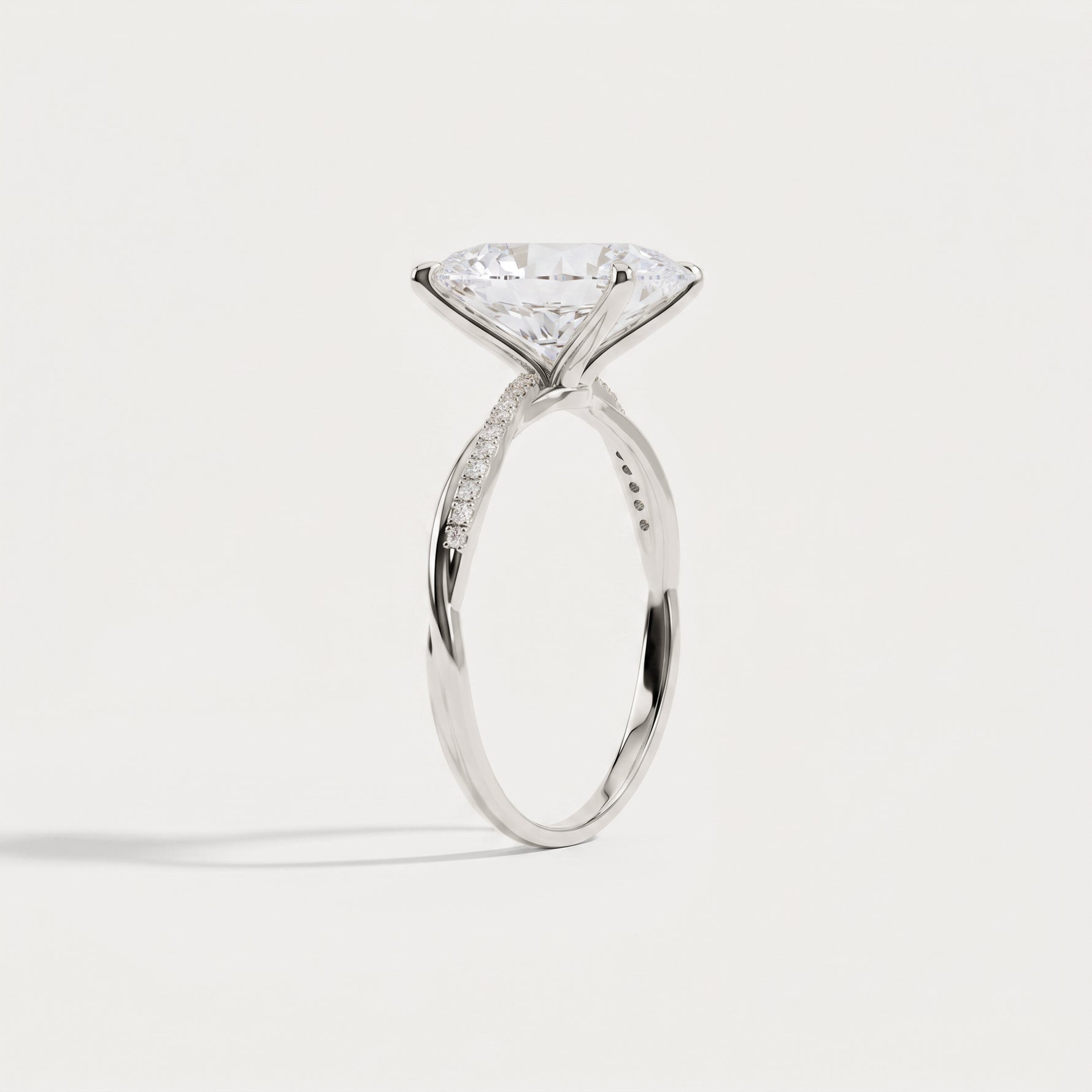 Amara丨3CT Oval Cut Lab Diamond Twisted Engagement Ring In Solid Gold/Platinum - Rings