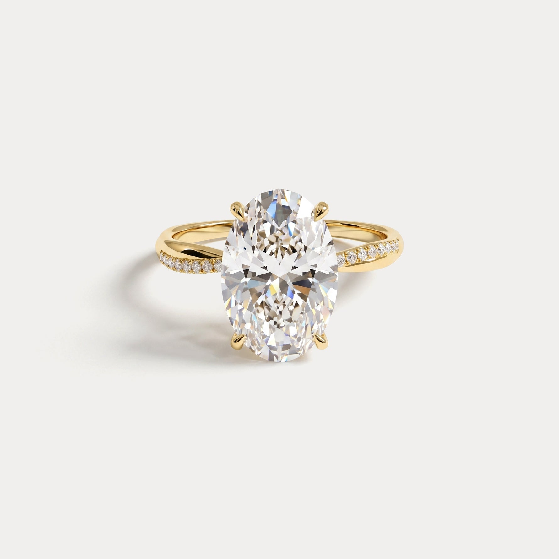 Amara丨3CT Oval Cut Lab Diamond Twisted Engagement Ring In Solid Gold/Platinum - Rings
