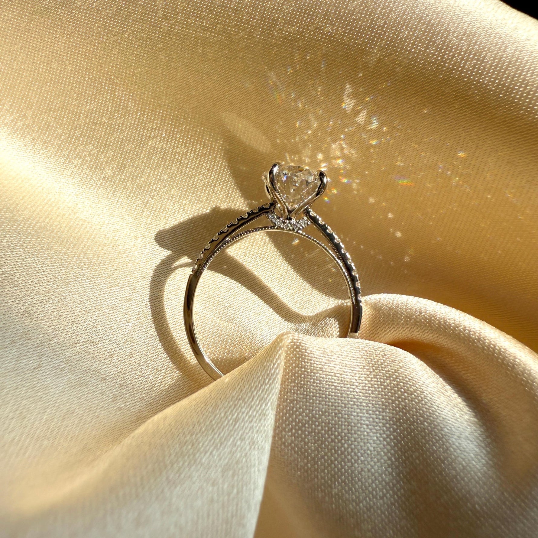 Melina丨Oval Cut Pave Solitaire 3CT Lab Grown Engagement Ring - Rings
