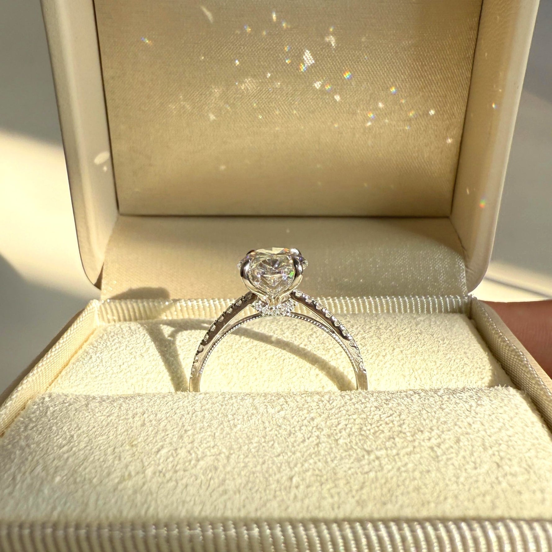 Melina丨Oval Cut Pave Solitaire 3CT Lab Grown Engagement Ring - Rings