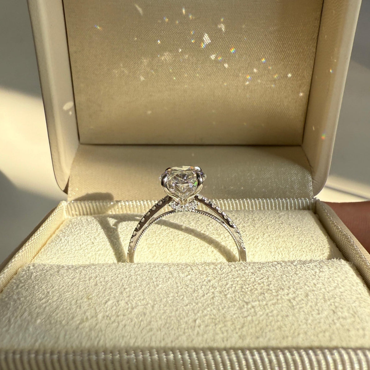 Melina丨Oval Cut Pave Solitaire 2CT Lab Grown Engagement Ring - Rings