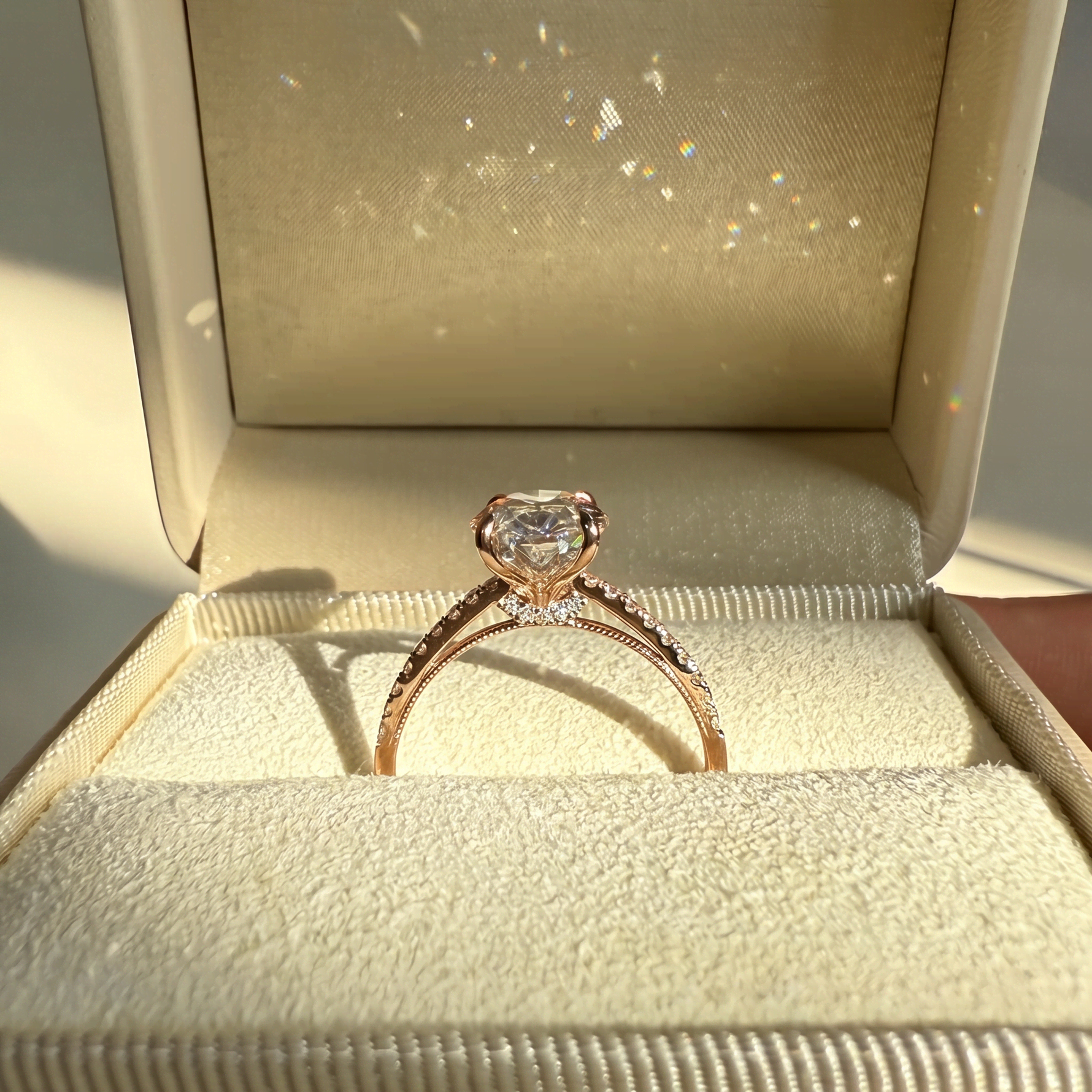 Melina丨Oval Cut Pave Solitaire 2CT Lab Grown Engagement Ring - Rings