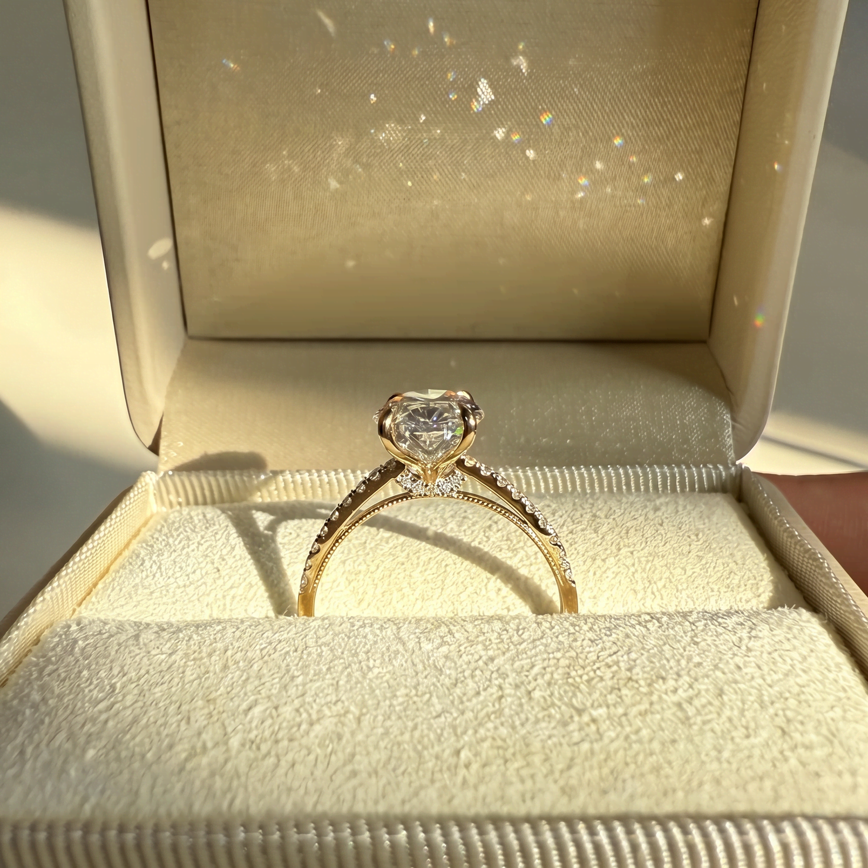 Melina丨Oval Cut Pave Solitaire 2CT Lab Grown Engagement Ring - Rings