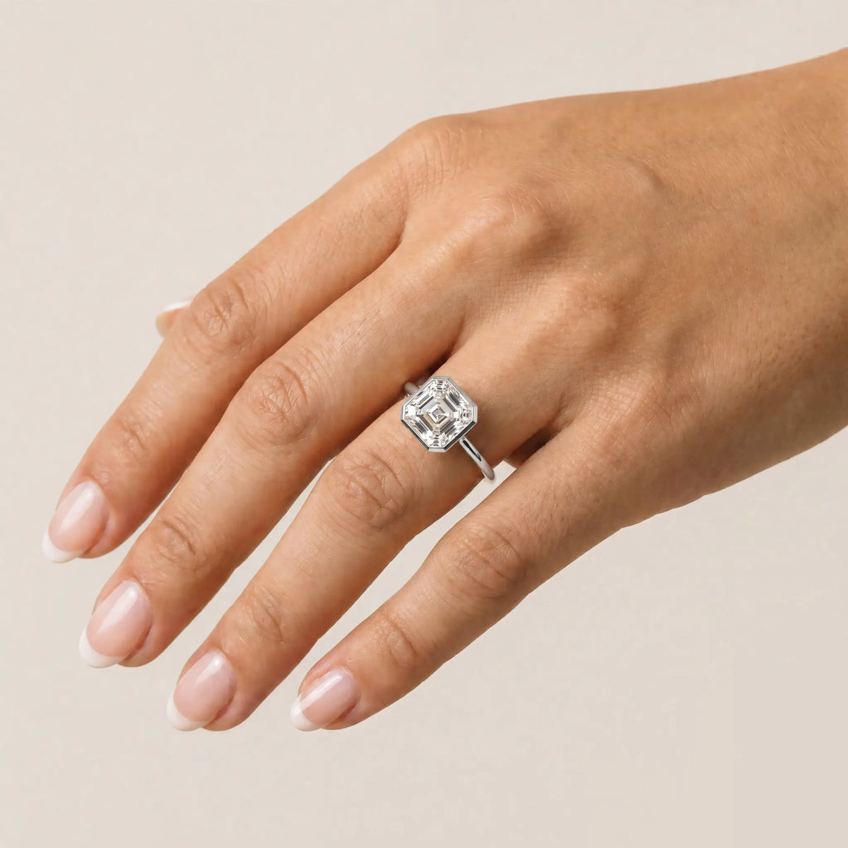 Loretta丨Asscher Lab Diamond Hidden Accent Engagement Ring - Rings