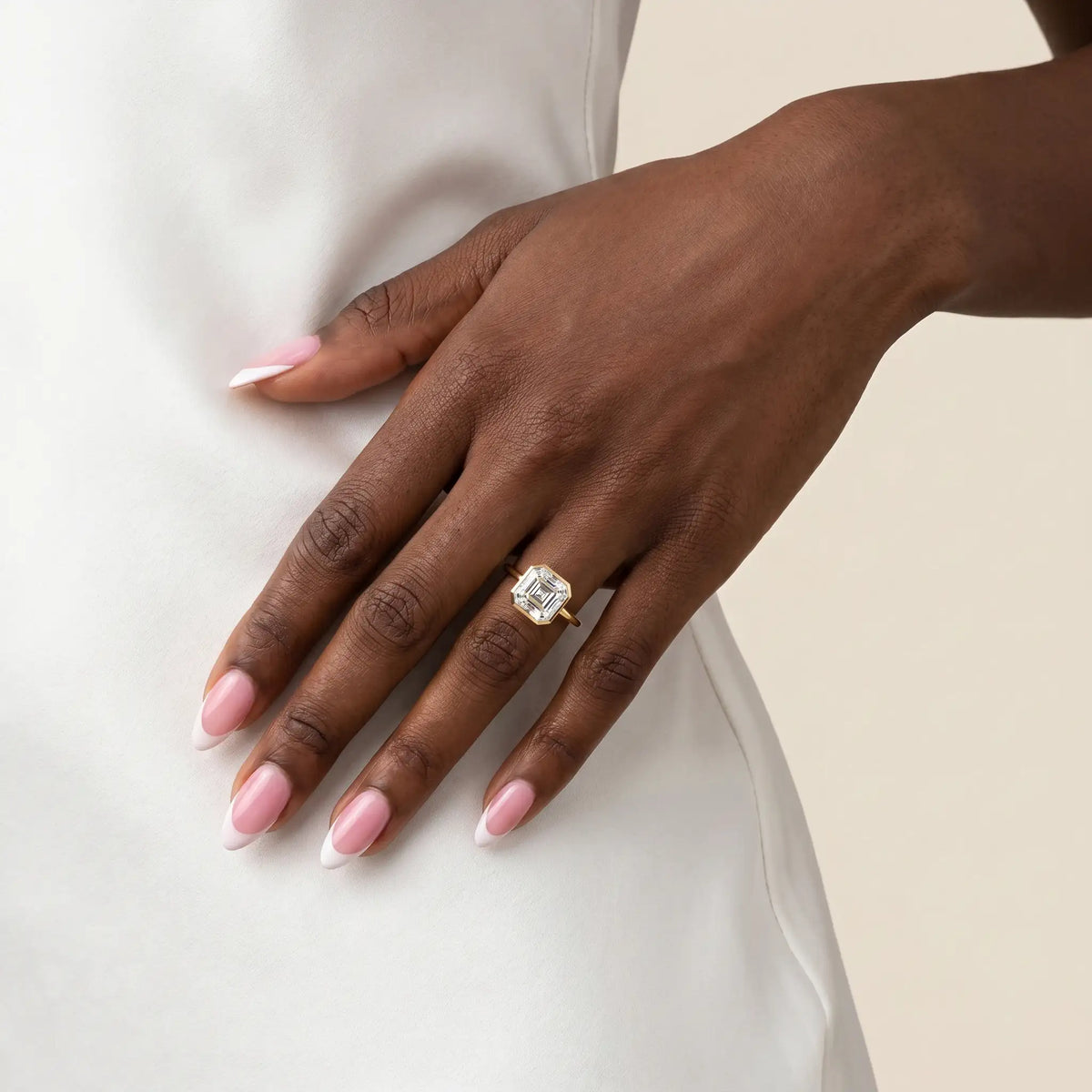 Loretta丨Asscher Lab Diamond Hidden Accent Engagement Ring - Rings