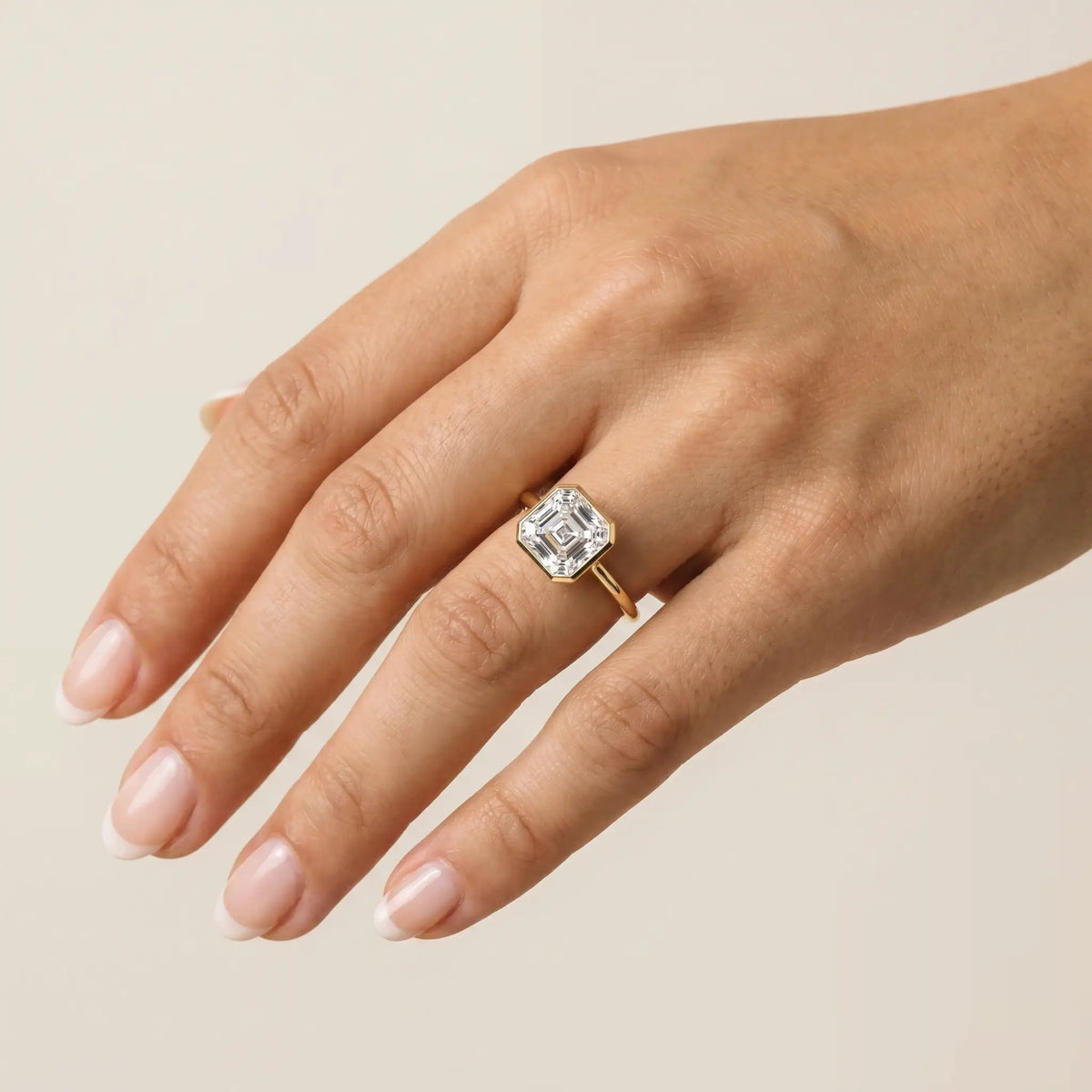 Loretta丨Asscher Lab Diamond Hidden Accent Engagement Ring - Rings