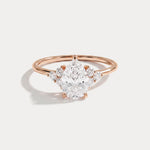 Juliette丨1CT Pear Cut Lab Grown Diamond Cluster Ring with Round Accents in 14K Gold/Platinum - Rings