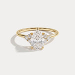 Juliette丨1CT Pear Cut Lab Grown Diamond Cluster Ring with Round Accents in 14K Gold/Platinum - Rings