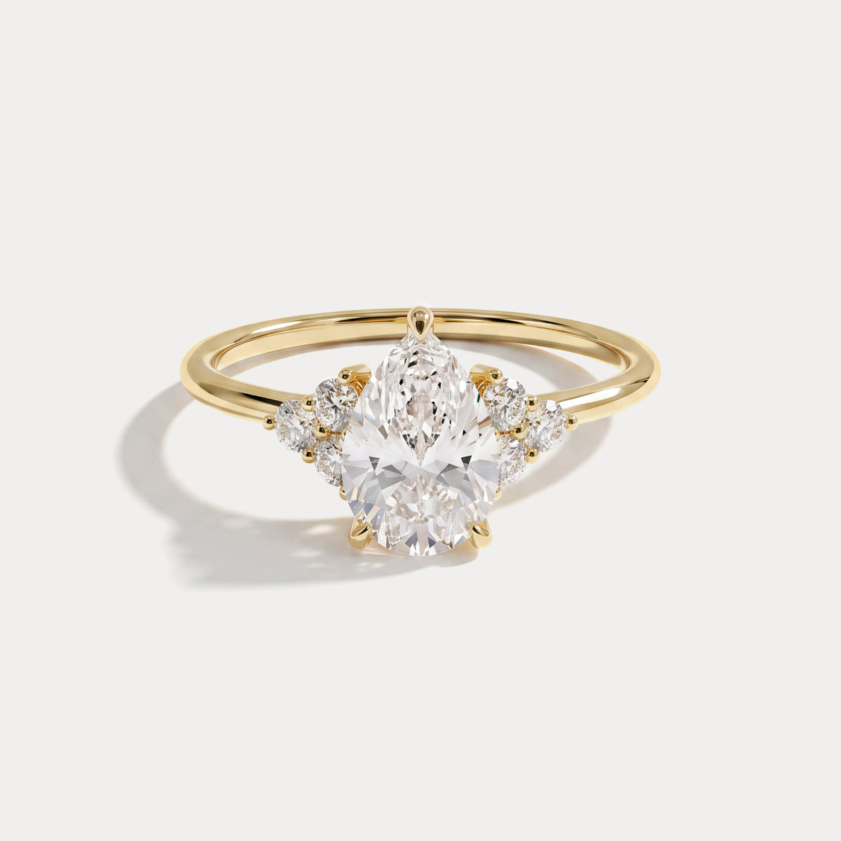 Juliette丨1CT Pear Cut Lab Grown Diamond Cluster Ring with Round Accents in 14K Gold/Platinum - Rings