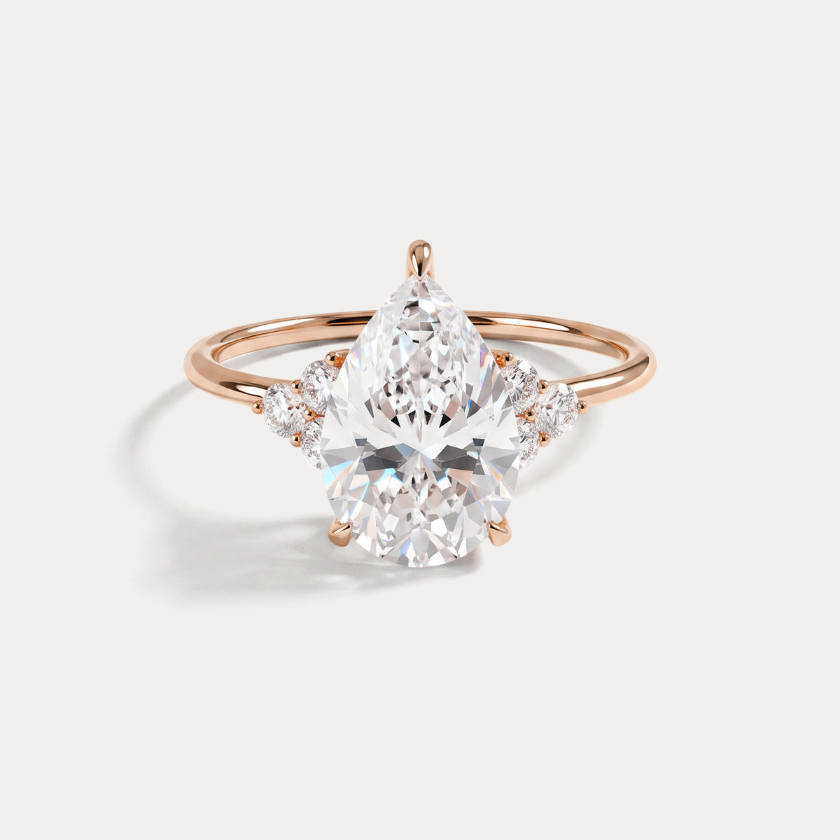 Juliette丨2CT Pear Cut Lab Grown Diamond Cluster Ring with Round Accents in 14K Gold/Platinum - Rings