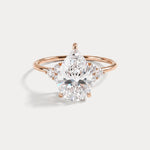 Juliette丨2CT Pear Cut Lab Grown Diamond Cluster Ring with Round Accents in 14K Gold/Platinum - Rings