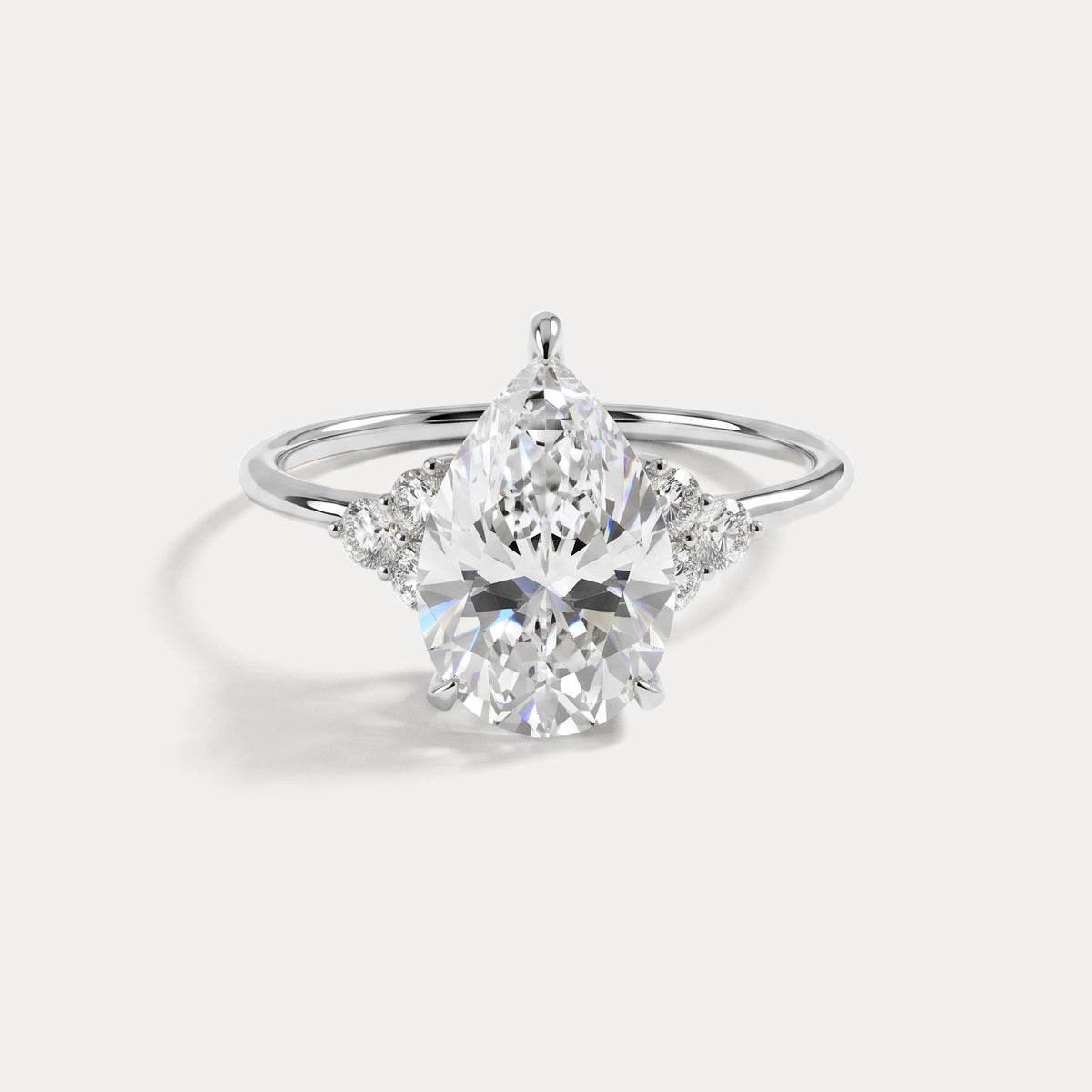 Juliette丨2CT Pear Cut Lab Grown Diamond Cluster Ring with Round Accents in 14K Gold/Platinum - Rings