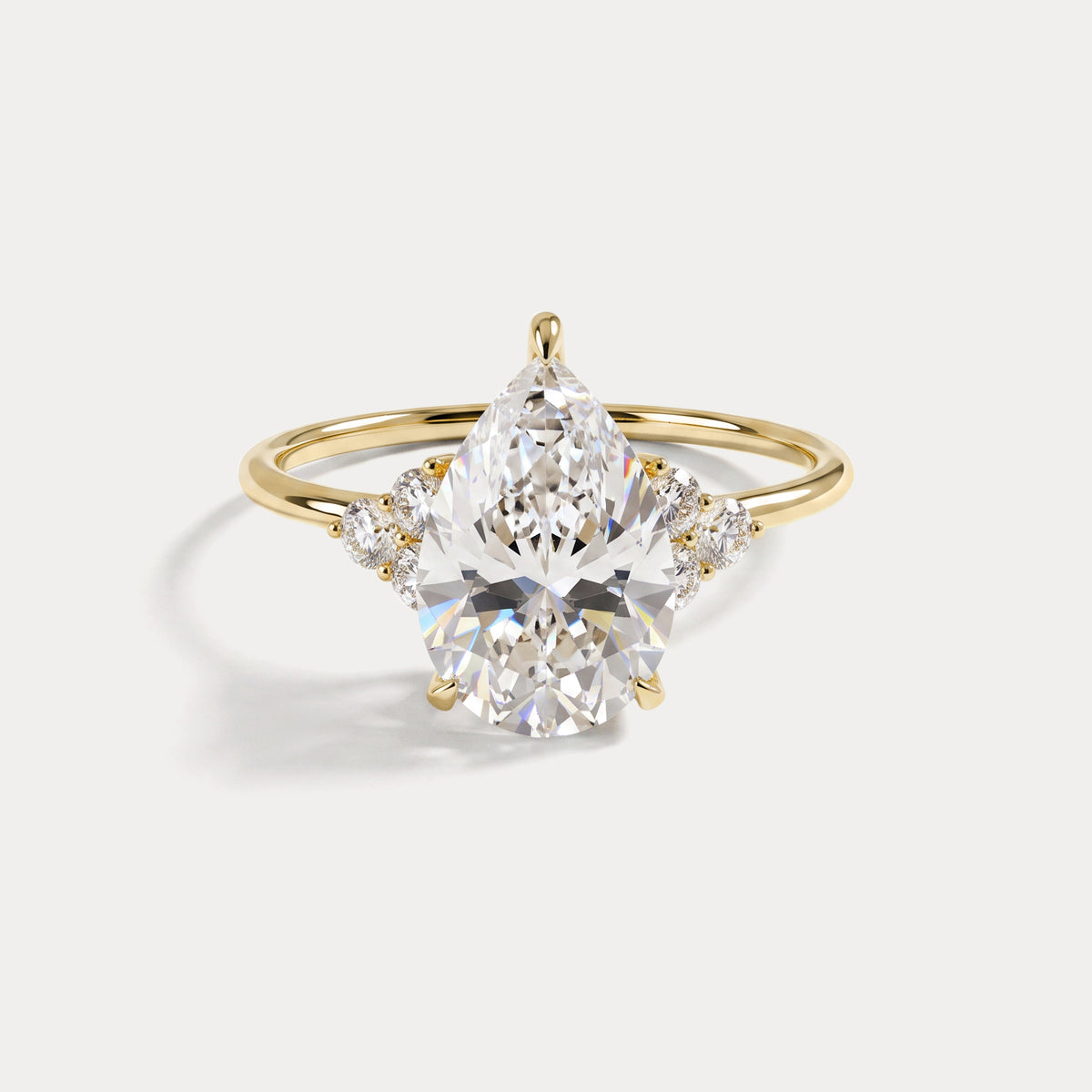 Juliette丨2CT Pear Cut Lab Grown Diamond Cluster Ring with Round Accents in 14K Gold/Platinum - Rings