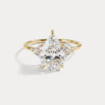 Juliette丨2CT Pear Cut Lab Grown Diamond Cluster Ring with Round Accents in 14K Gold/Platinum - Rings