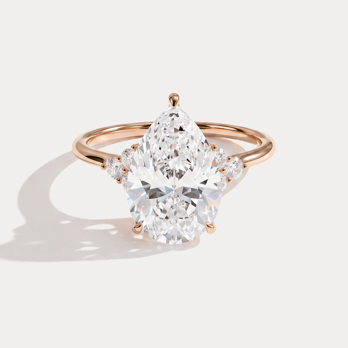 Juliette丨3CT Pear Cut Lab Grown Diamond Cluster Ring with Round Accents in 14K Gold/Platinum - Rings