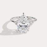 Juliette丨3CT Pear Cut Lab Grown Diamond Cluster Ring with Round Accents in 14K Gold/Platinum - Rings