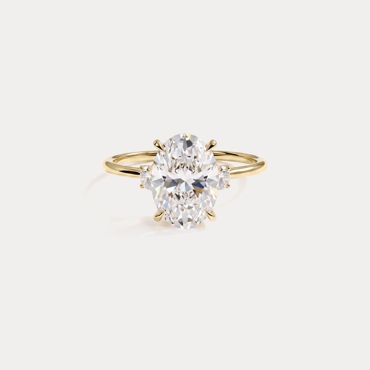 Olivia丨2CT Three-Stone Lotus-Inspired Lab-grown Diamond Engagement Ring - Rings