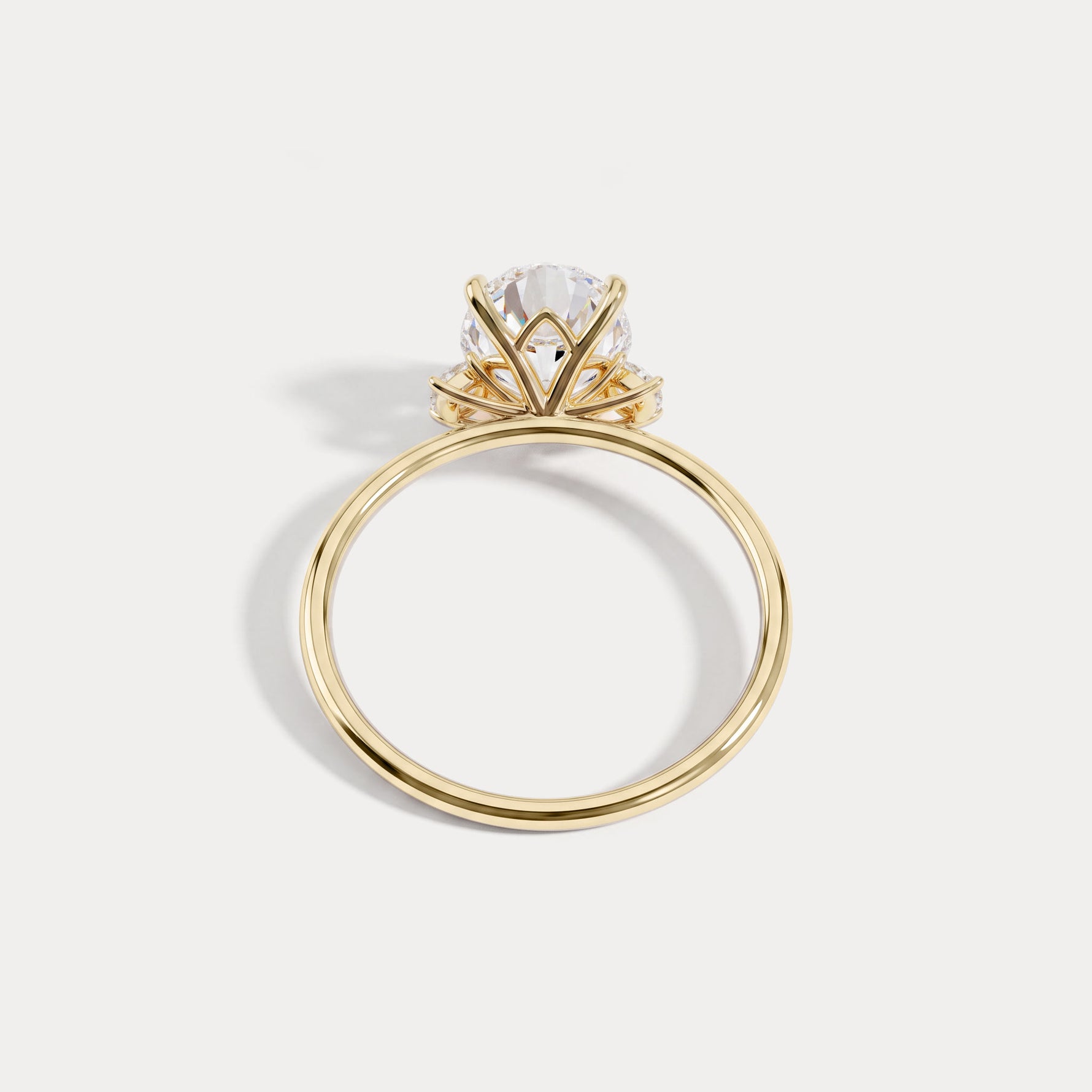 Olivia丨2CT Three-Stone Lotus-Inspired Lab-grown Diamond Engagement Ring - Rings