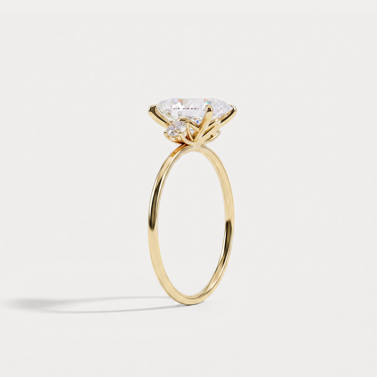 Olivia丨2CT Three-Stone Lotus-Inspired Lab-grown Diamond Engagement Ring - Rings