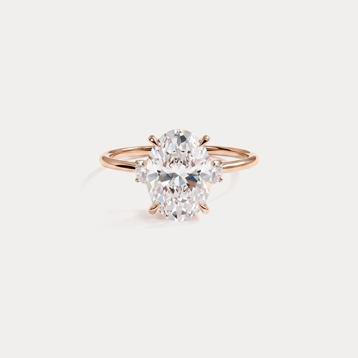 Olivia丨2CT Three-Stone Lotus-Inspired Lab-grown Diamond Engagement Ring - Rings
