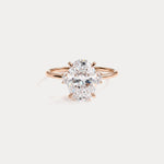 Olivia丨2CT Three-Stone Lotus-Inspired Lab-grown Diamond Engagement Ring - Rings