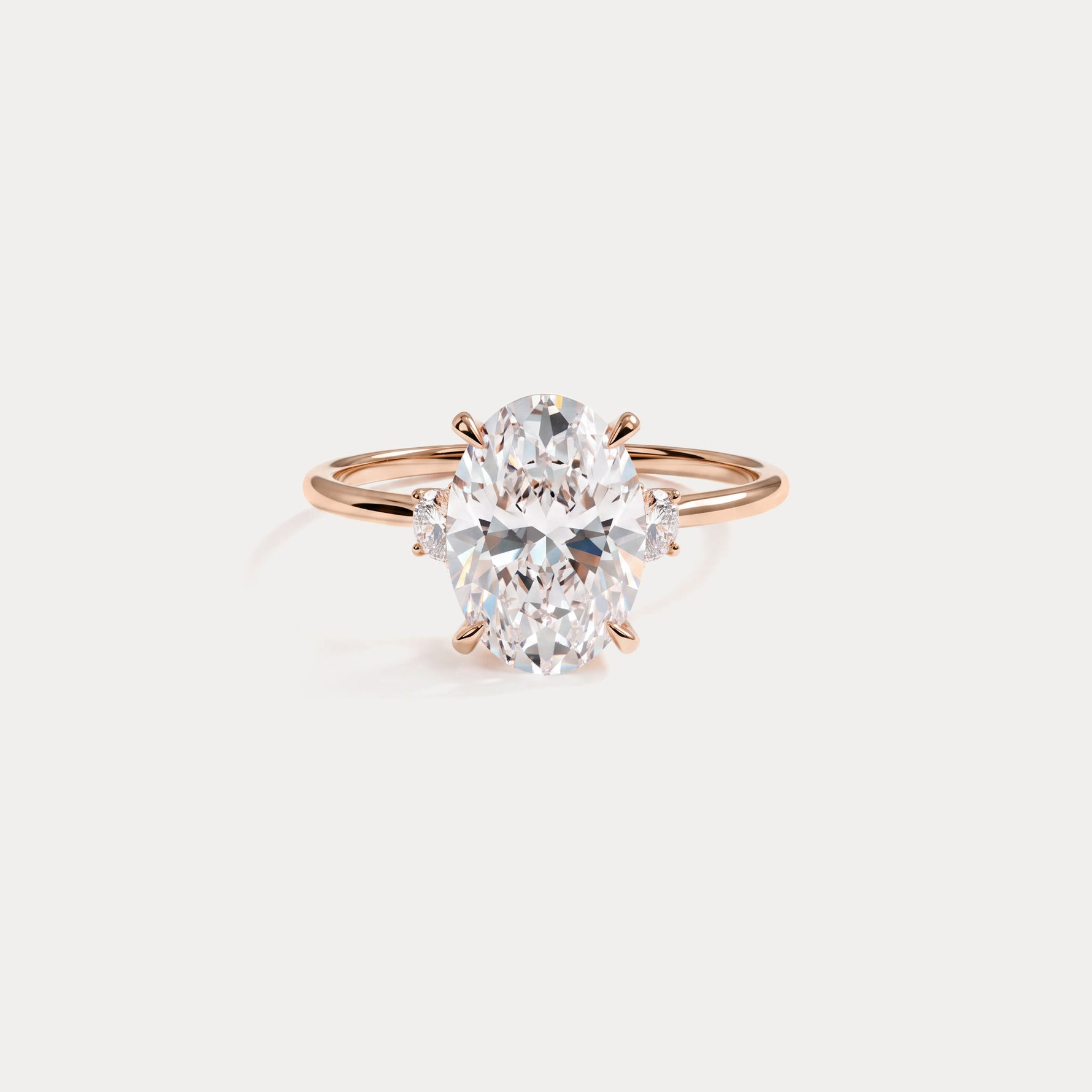 Olivia丨2CT Three-Stone Lotus-Inspired Lab-grown Diamond Engagement Ring - Rings