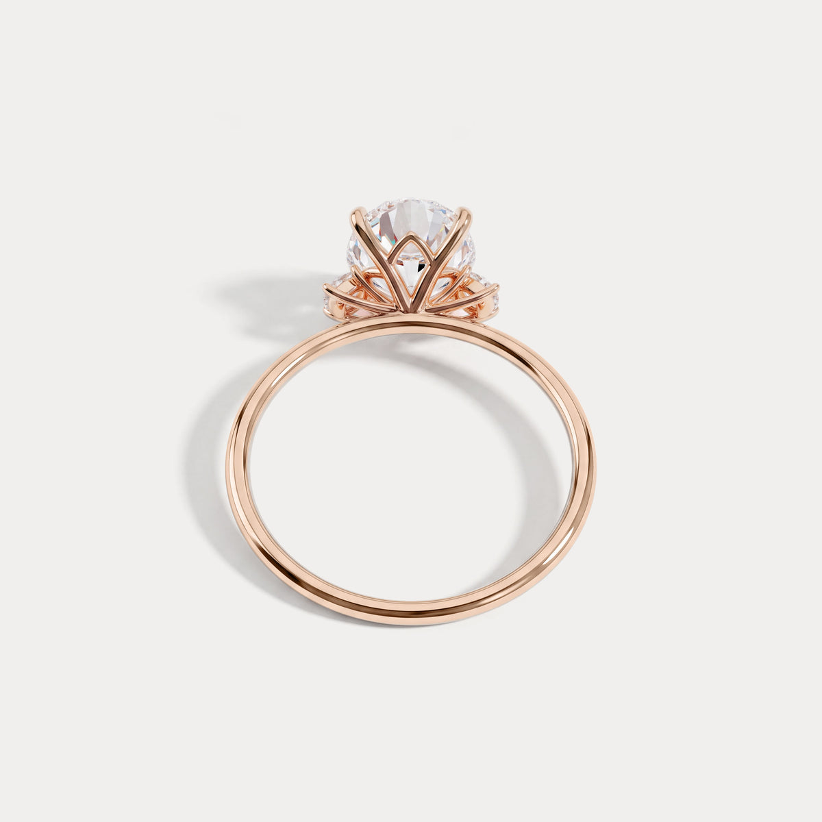 Olivia丨2CT Three-Stone Lotus-Inspired Lab-grown Diamond Engagement Ring - Rings