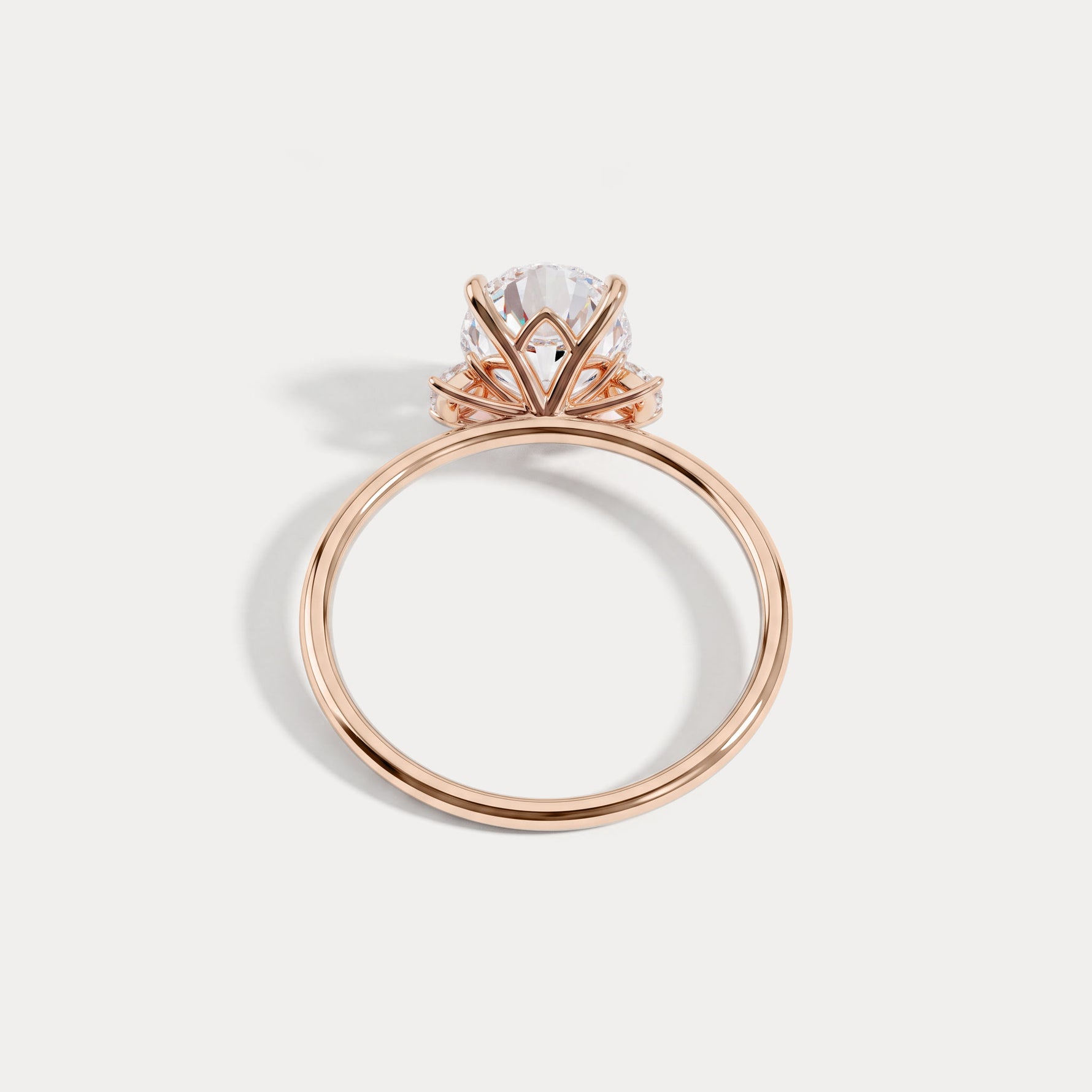Olivia丨2CT Three-Stone Lotus-Inspired Lab-grown Diamond Engagement Ring - Rings