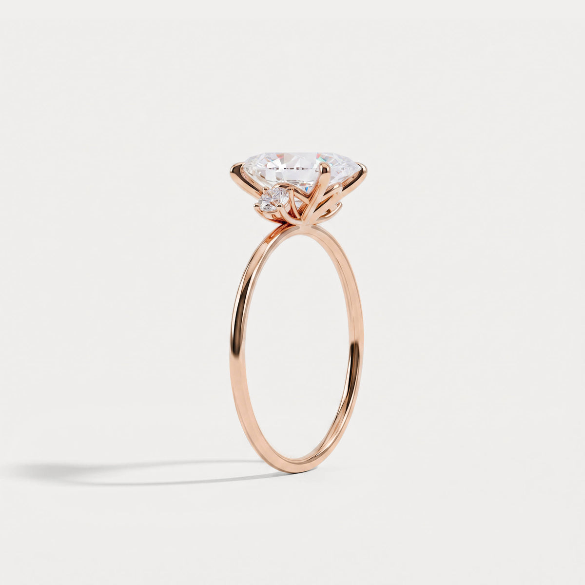 Olivia丨2CT Three-Stone Lotus-Inspired Lab-grown Diamond Engagement Ring - Rings