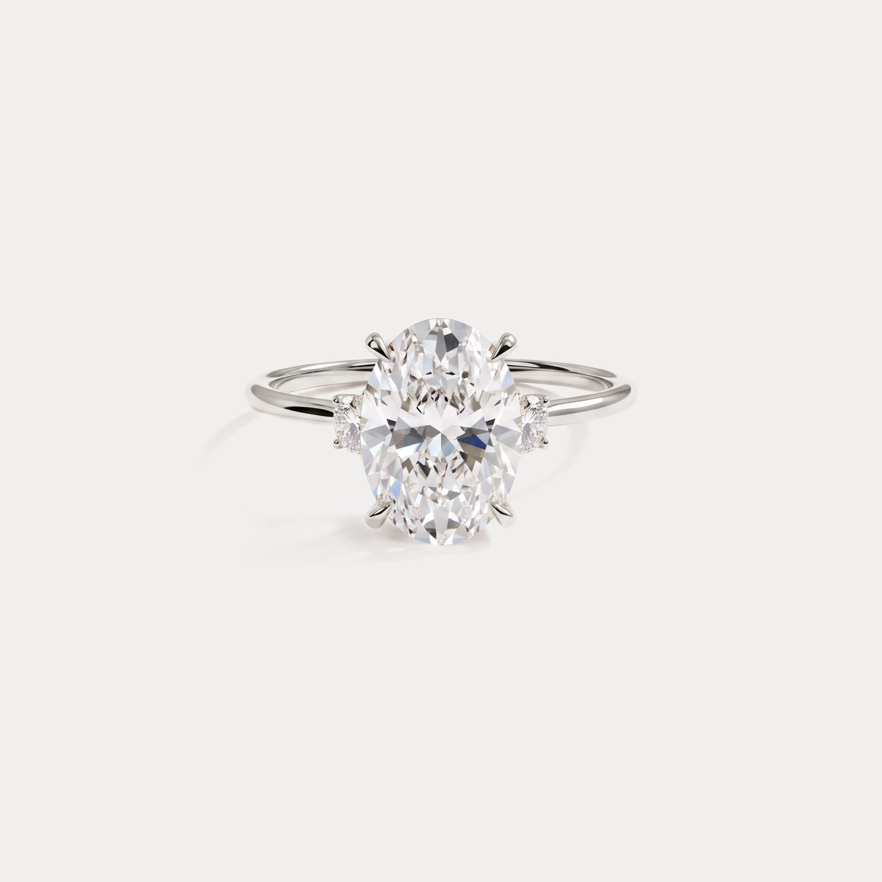 Olivia丨2CT Three-Stone Lotus-Inspired Lab-grown Diamond Engagement Ring - Rings