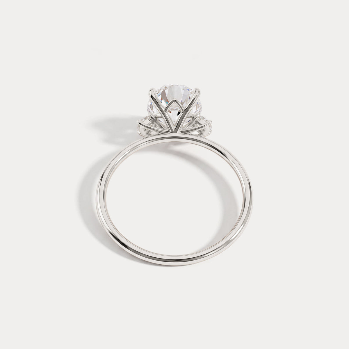 Olivia丨2CT Three-Stone Lotus-Inspired Lab-grown Diamond Engagement Ring - Rings