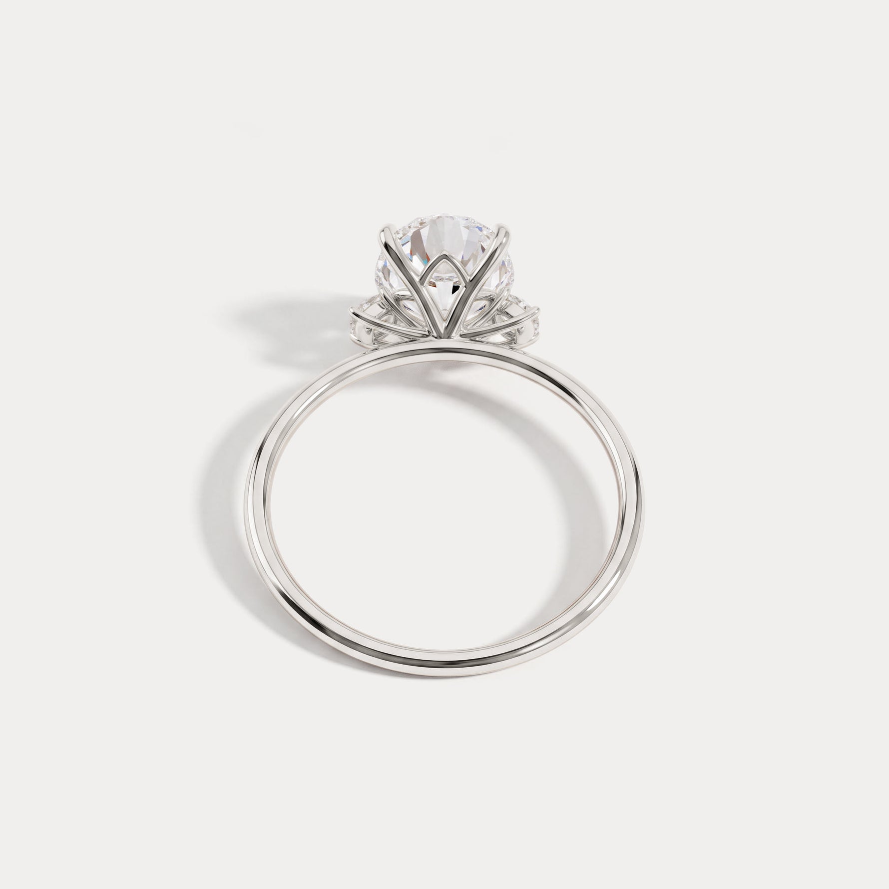 Olivia丨2CT Three-Stone Lotus-Inspired Lab-grown Diamond Engagement Ring - Rings